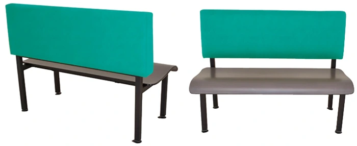 Horizon Laminated Plastic with Upholstered Backrest Restaurant Booth Single Front And Rear Views