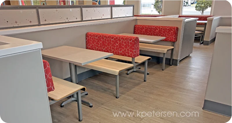 Horizon Laminated Plastic with Upholstered Backrest Restaurant Booth Seating Installation