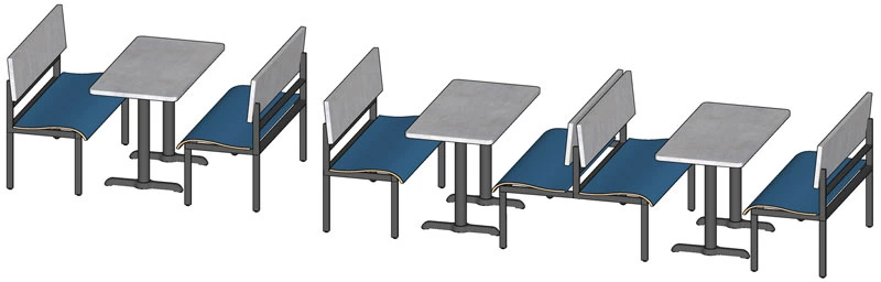 Horizon Laminated Plastic Single and Double Restaurant Booths Drawing