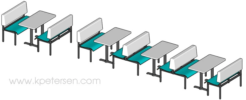 Horizon Laminated Plastic with Upholstered Backrest Single and Double Restaurant Booths Drawing