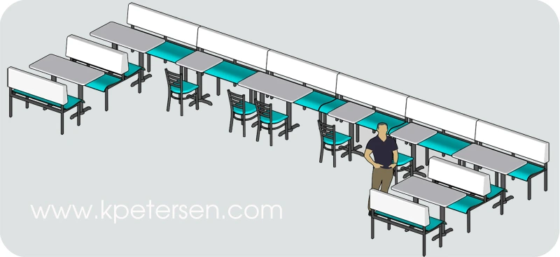 Upholstered Horizon Laminated Plastic Restaurant Booth Seating Installation Drawing