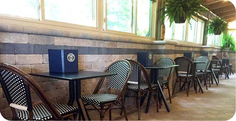 Indoor Outdoor Powdercoated Restaurant Tables Installation