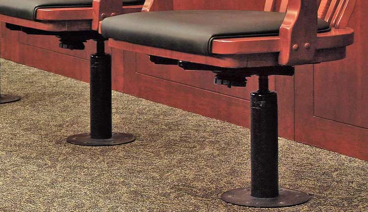 Bolt Down Oak Jury Swivel Arm Chair - Base Detail
