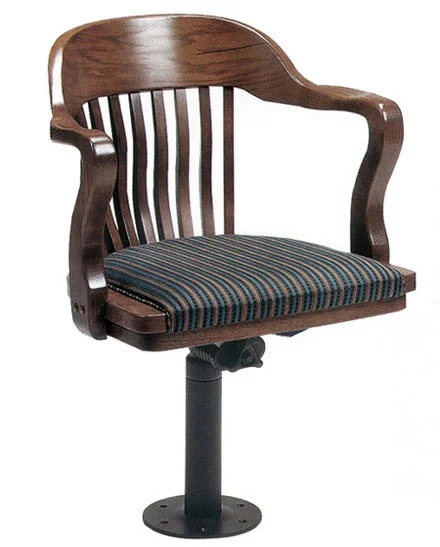 Bolt Down Oak Jury Swivel Arm Chair with Optional Upholstery
