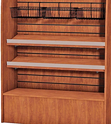 Micro Market Merchandiser Cabinet, Arch Sided, Free Standing Style Shelf Detail