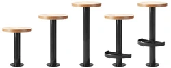 Metropolitan Style Bolt Down Counter Stools With Wood Seats