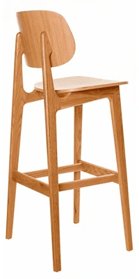Modern All Wood Barstool Side View 2
