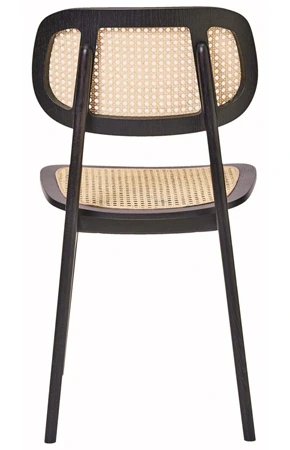 Modern Wood Restaurant Chair Cane Seat and Back Rear View