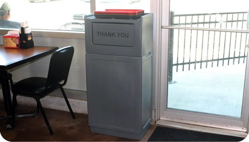 Budget Indoor & Outdoor Molded Plastic Waste Receptacle With Tray Return Top Installation