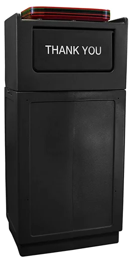 Budget Indoor & Outdoor Molded Plastic Waste Receptacle With Tray Return Top Front View Low