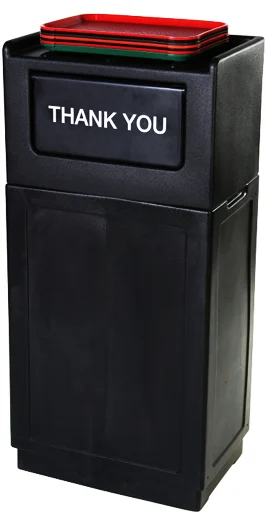 Budget Indoor & Outdoor Molded Plastic Waste Receptacle With Tray Return Top Front View High
