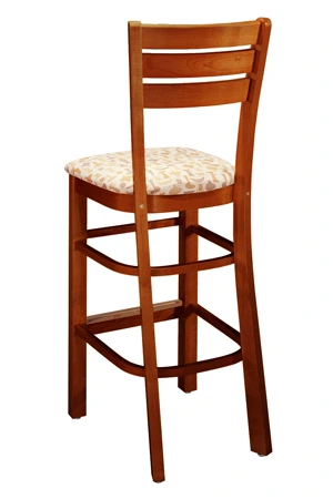 Oak Rail Ladder Back Barstool Upholstered Seat