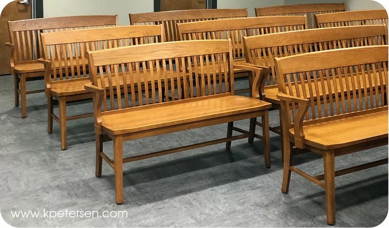 Schoolhouse Benches Courtroom Installation Detail