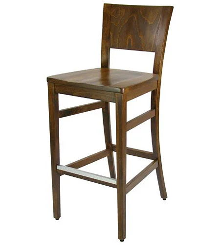 Contemporary Wood Bar Stool with Standard Wood Seat