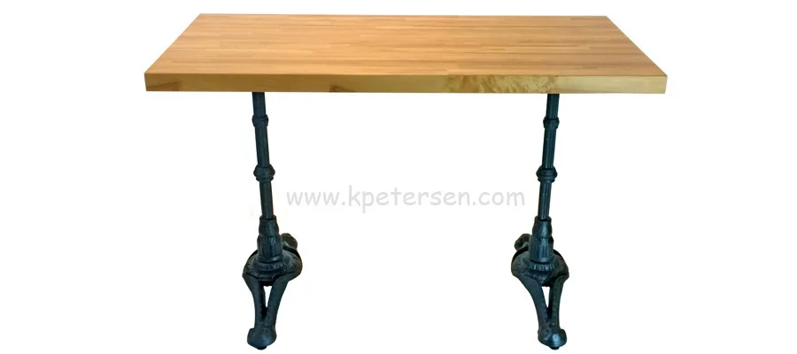  Ornate Cast Iron End Bases with Rectangular Wood Table Top