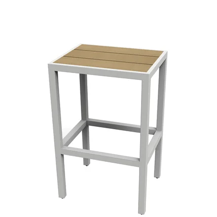 Outdoor Aluminum Backless Bar Stool With Faux Wood Slats