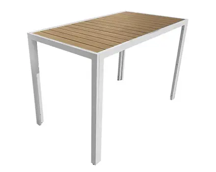 Outdoor Aluminum Faux Wood Bar Table Large