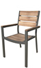 Outdoor Aluminum Stacking Side Armchair Faux Wood Slats