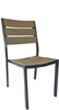 Outdoor Aluminum Stacking Side Chair Faux Wood Slats