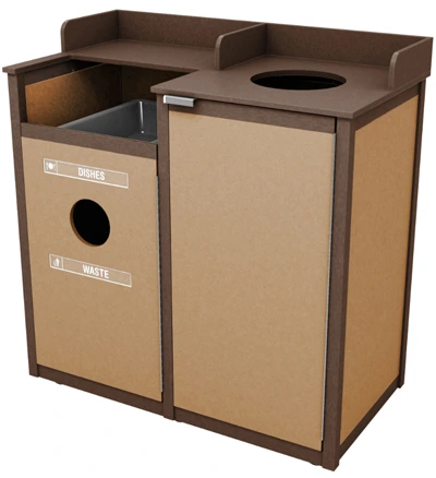 Outdoor Bussing Station Waste Receptacle Combination 3