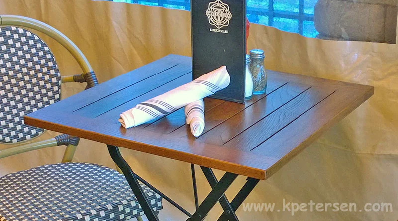 French Bistro Square Chestnut Folding Table Installation
