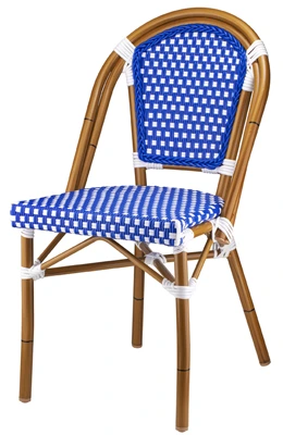 Outdoor French Street Cafe Faux Bamboo Aluminum Chair Blue Finish Combination
