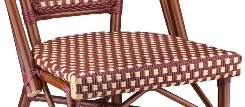 Outdoor French Street Cafe Faux Bamboo Aluminum Chair Mahogany Finish Combination Detail