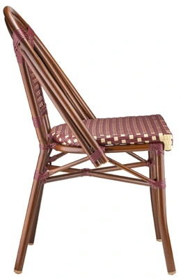 Outdoor French Street Cafe Faux Bamboo Aluminum Chair Mahogany Finish Combination Side View