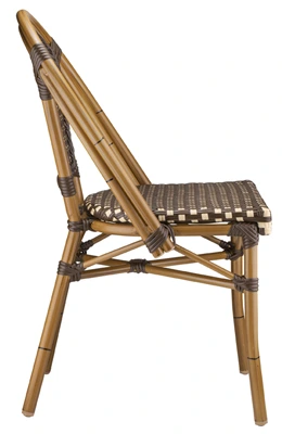 Outdoor French Street Cafe Faux Bamboo Aluminum Chair Walnut Finish Combination Side View