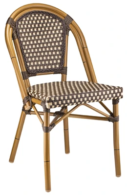 Outdoor French Street Cafe Faux Bamboo Aluminum Chair Walnut Finish Combination