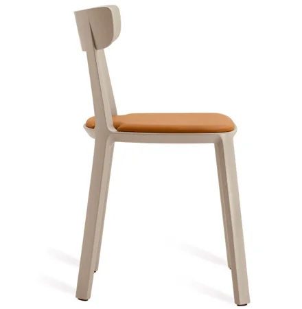 Outdoor Polypropylene Restaurant Chair Light Brown Upholstered Side View