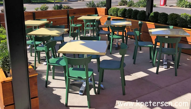 Outdoor Polypropylene Restaurant Chair Green Installation