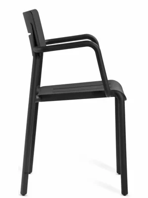 Outdoor Polypropylene Restaurant Stacking Armchair Black Side View