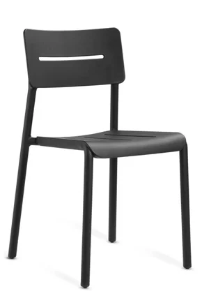 Outdoor Polypropylene Restaurant Stack Chair Black Front View