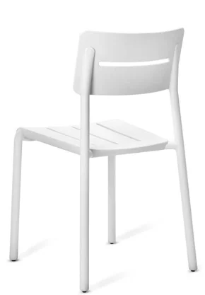 Outdoor Polypropylene Restaurant Stack Chair White Rear View