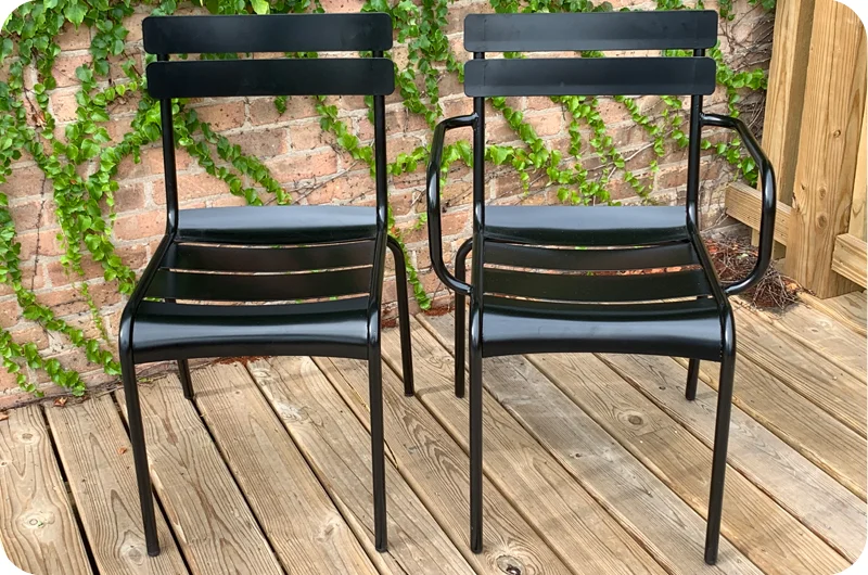 Outdoor Solid Steel Stacking Side And Armchairs Installation Detail