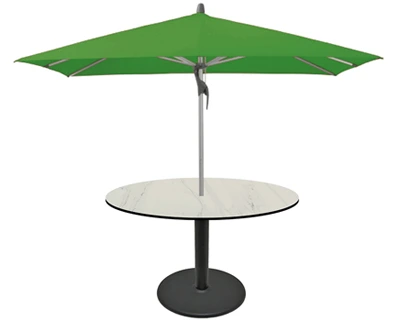 Outdoor Umbrella Table Base, Round Table Top, Green Umbrella