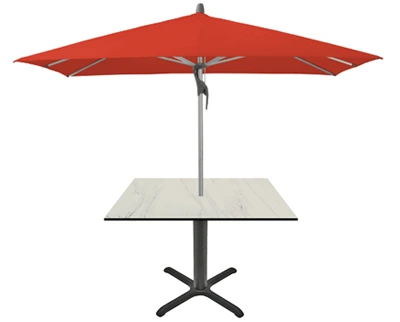 Outdoor Umbrella Table Base, Square Table Top, Red Umbrella