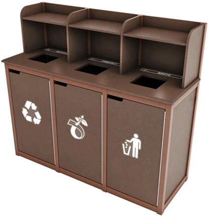Indoor Outdoor Triple Waste And Recycling Cabinet