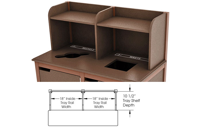 Indoor Outdoor Double Waste Receptacle Tray Shelf Tray Return Detail