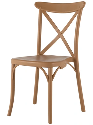 Bentwood Style Outdoor Polypropylene Stacking Restaurant Chair Tan