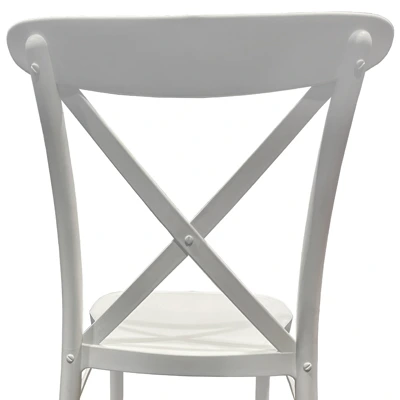 Bentwood Style Outdoor Polypropylene Stacking Restaurant Chair White Rear View