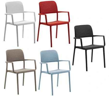 Outdoor Perforated Polypropylene Restaurant Stacking Armchair Colors