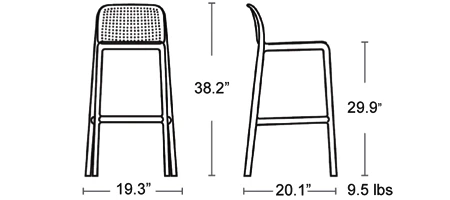 Outdoor Perforated Polypropylene Bar Stool Dimensions