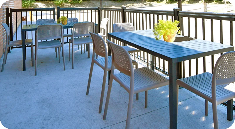 Outdoor Perforated Polypropylene Chairs Installation