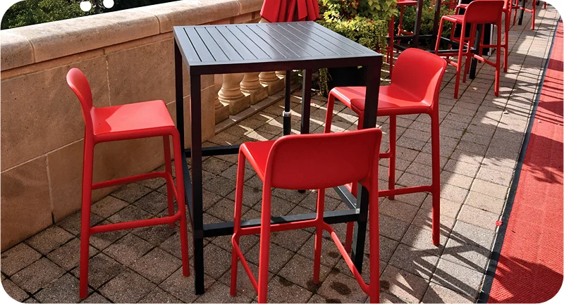 Outdoor Polypropylene Barstools Installation