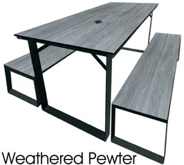 Picnic Table With Benches Weathered Pewter Set
