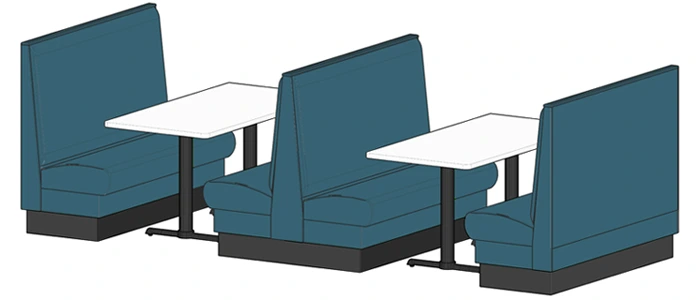 High Back Plain Single And Double Upholstered Booths Drawing