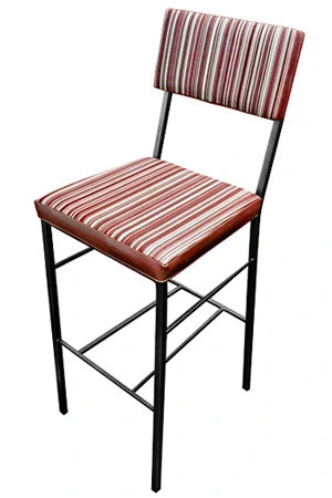 Plank Back Steel Bar Stool Upholstered Seat and Back