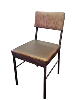 Plank Back Steel Restaurant Chair Upholstered Seat and Back